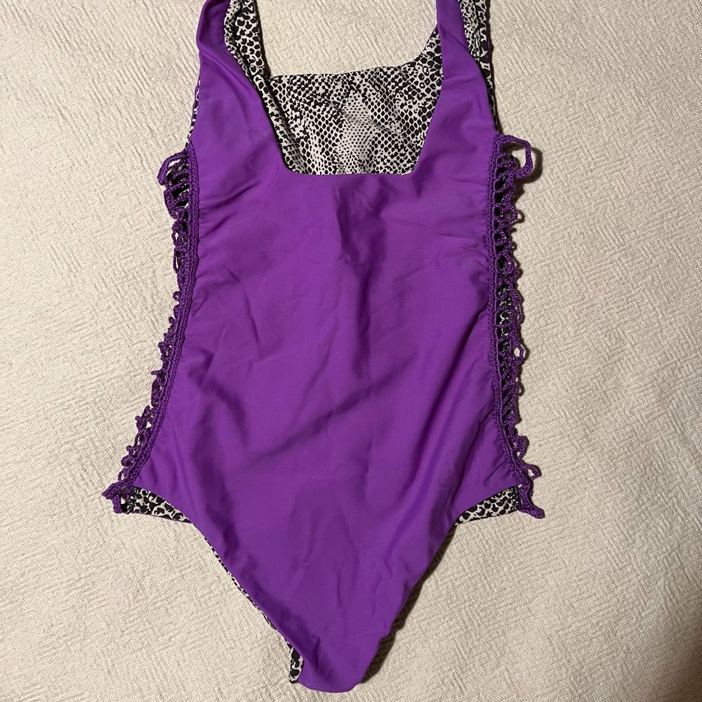 ACACIA SWIM - (SMALL) Crochet detail, one piece, bright PURPLE!